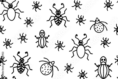 A repeating pattern of spooky bugs and insects vector illustration
