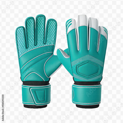 realistic 3d t goalkeeper gloves front and back view in different color style isolated on transparent background