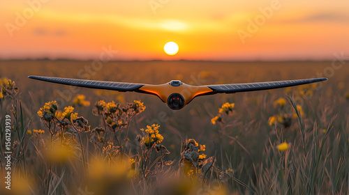 Solar drone soars over golden field