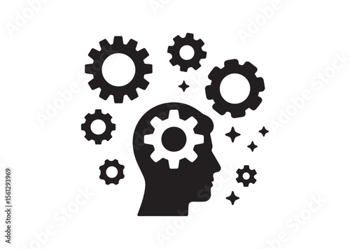Thinking Gears Silhouette Vector