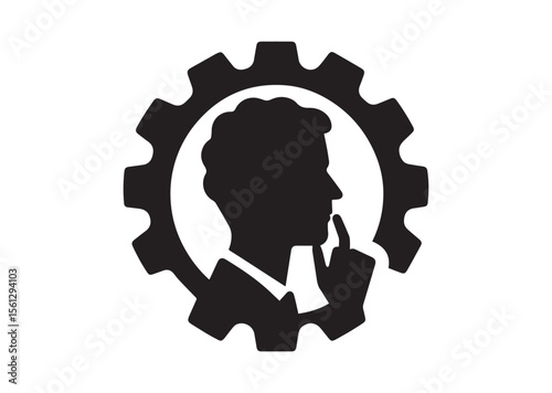 Thinking Gears Silhouette Vector