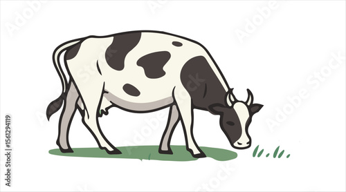 Grazing cow artwork for Eid al-Adha, illustrated in vector style.

