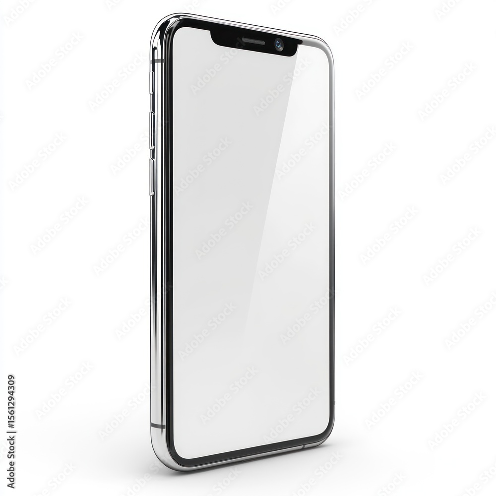 Sleek Smartphone Mockup: Modern Silver Mobile Phone Design Sleek Smartphone Mockup: Modern Silver Mobile Phone Design