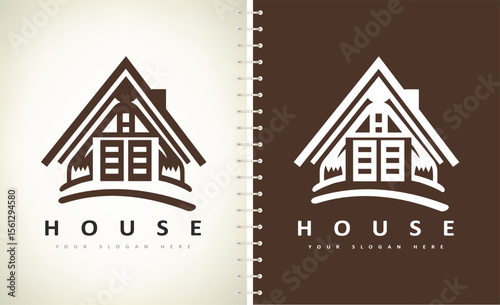 House logo Vector. Real Estate Design. House in chalet style