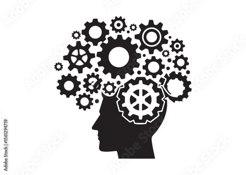 Thinking Gears Silhouette Vector