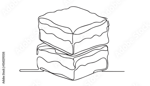 Continuous one single minimal line drawing brownies
