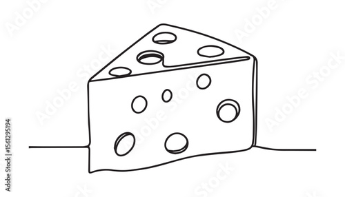 Continuous one single minimal line drawing cheese