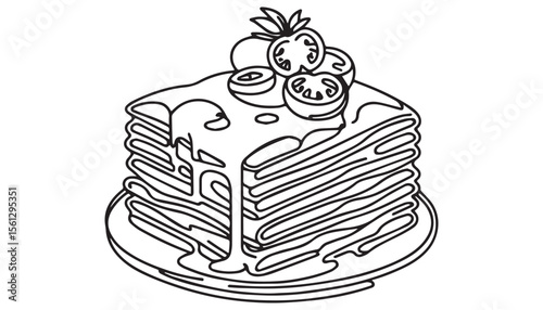 Continuous one single minimal line drawing lasagna