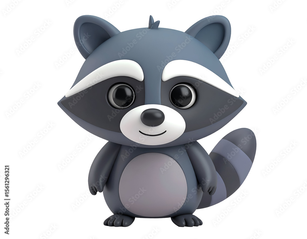 Naklejka premium Cute Raccoon 3D Render