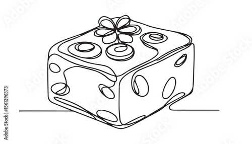Continuous one single minimal line drawing brownies