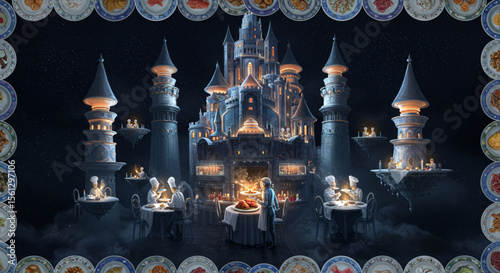 Enchanted Castle Dinner Fantasy Feast Illustration
