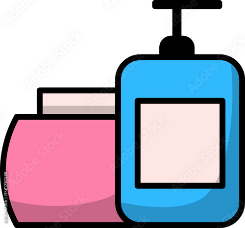 Skincare Essentials Lotion and Cream Icon Illustration