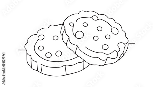 Continuous one single minimal line drawing cookies