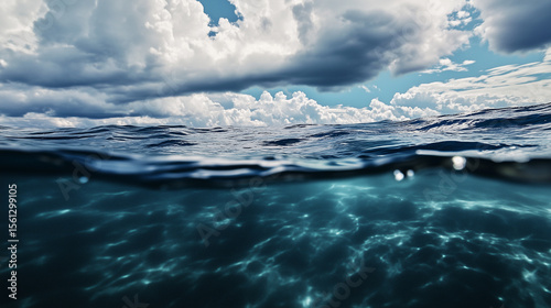 Tranquil underwater scene with copy space