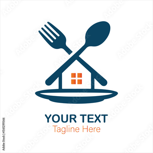 Home Food Restaurant Logo Icon Delivery Plate Kitchen Dining Vector