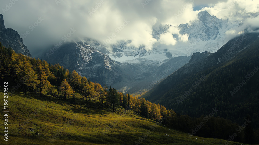 Naklejka premium green field and blue sky. field and clouds