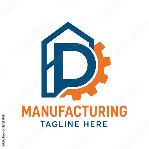 Manufacturing Production Industry Logo Icon Gear Building Vector
