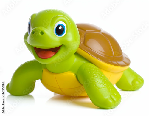 Adorable Green Turtle Bath Toy Close-up of a Smiling Turtle Squirt Toy for Baby Bath Time
