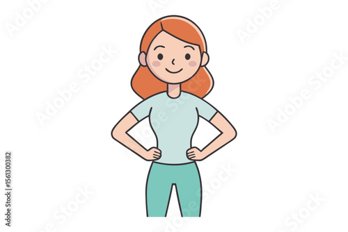 Confident Woman: A vibrant illustration of a self-assured woman, radiating confidence and strength with a bright smile, perfect for conveying positivity.