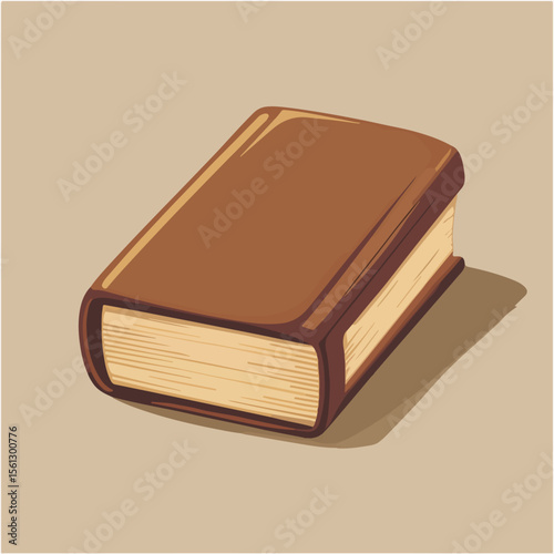 Modern flat vector illustration of a brown book, ideal for bookstores and education themes