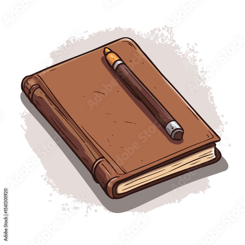 Brown Notebook Cartoon Vector Illustration