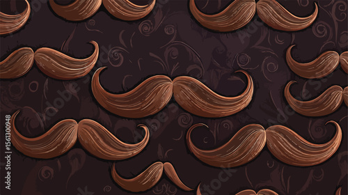 Classic Flat Vector Illustration of Brown Mustache