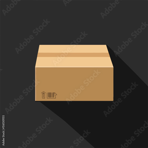 Brown Paper Box Flat Vector Illustration - Versatile Packaging Design Concept