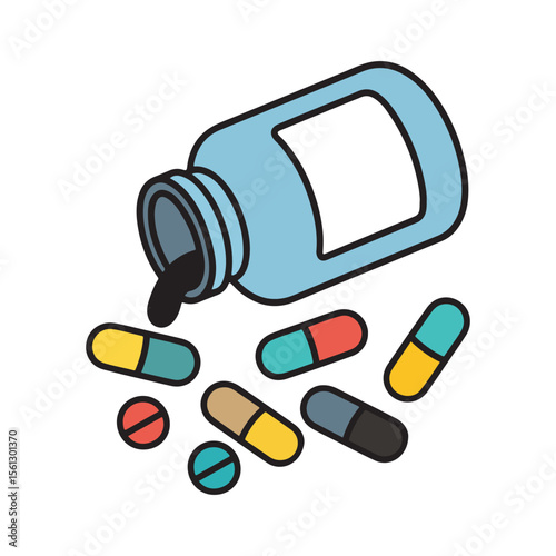 Medicine pills bottle icon health pharmacy drugs treatment vector