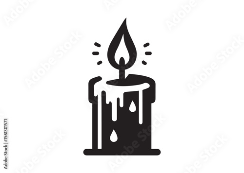 Candle Flame Light Burning Wax Silhouette Vector Illustration