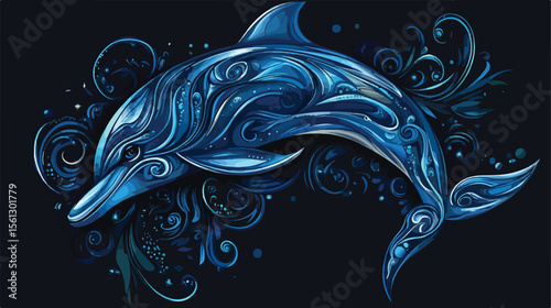 Blue Dolphin Flat Vector Illustration Design