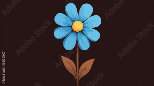Elegant Blue Flower on Brown Background Vector Illustration