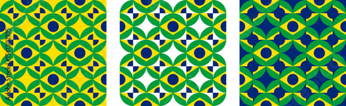 brazilian flag circle pattern set. geometric background for decoration. vector illustration