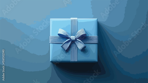 Blue Gift Box Present Flat Vector Illustration