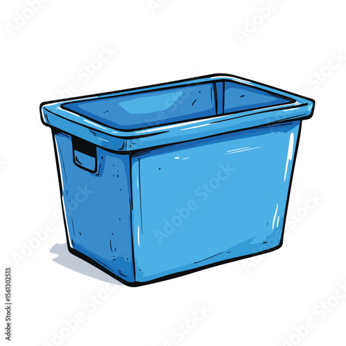Blue Plastic Box Cartoon Vector Illustration