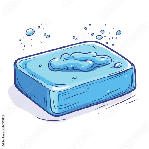 Blue Soap Cartoon Vector and Illustration