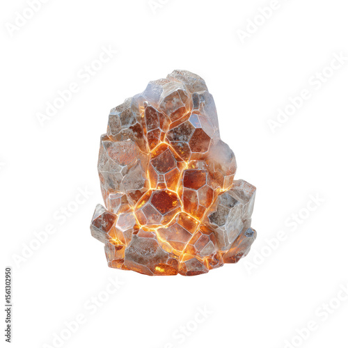 Glowing Geode Cluster Illuminated Crystal Formation