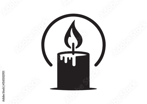 Candle Flame Light Burning Wax Silhouette Vector Illustration