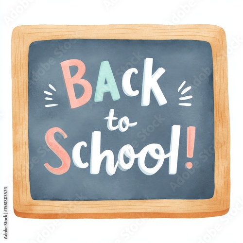 back to school written on a chalkboard - watercolor illustration