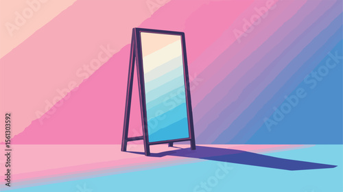 Modern Mirror Flat Vector Illustration with Centered Compositions