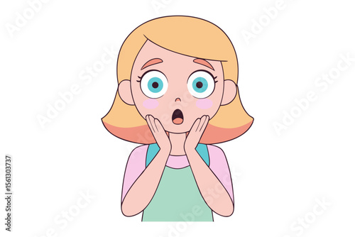 Shocked girl expression: Capturing the innocent surprise of a young girl's emotional expression. The image is simple but effective, highlighting the emotions and feelings of childhood.