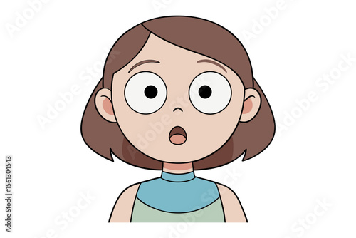 Surprised Girl Portrait: A young girl with wide, expressive eyes and a look of shock, her open mouth reflecting surprise. capturing emotion and illustrating the expression of awe