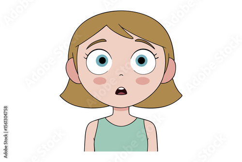 Amazed Expression: A cute girl, eyes wide with wonder, conveys pure surprise in this stunning illustration. The artwork captures emotion perfectly. 