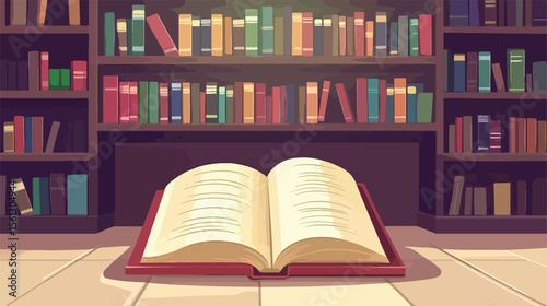 School Education Flat Vector Illustration with Books and Students