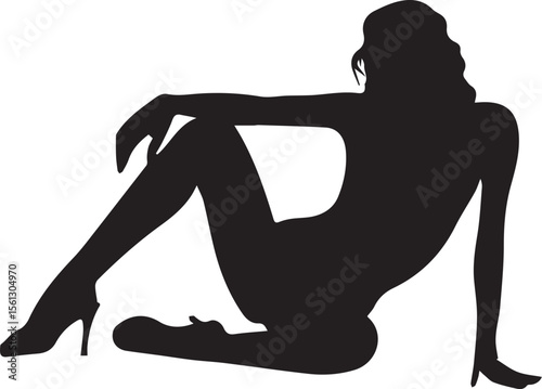 Print Sensual Woman Silhouette Posing