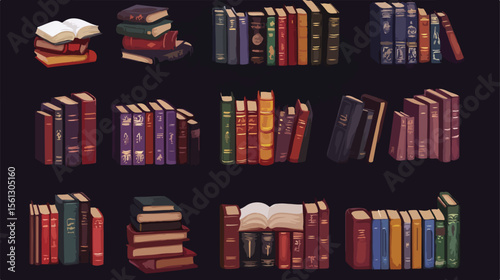 Modern Library Books Icon Vector Isolated Illustration