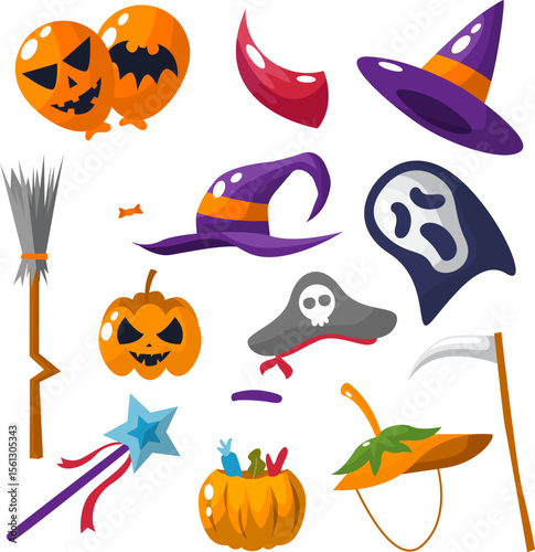 Halloween Icons Spooky Pumpkins, Witch Hats, and More!