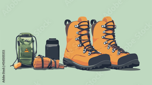 Boot Camping Gear Flat Vector Illustration Centered