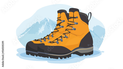 Mountaineering Boot Equipment Vector Illustration
