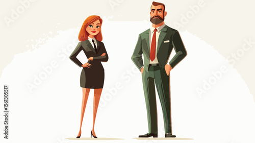 Professional Boss and Secretary Workers Animation Vector