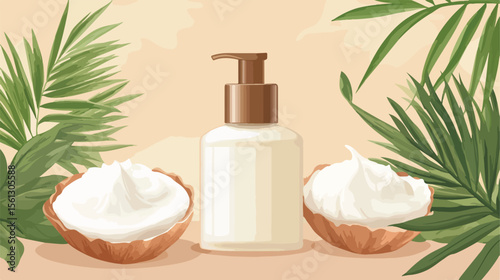 Body Cream Bottle Flat Vector Illustration